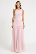 Nova Ruched Halter Maxi Chiffon Gown With High Slit