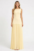 Nova Ruched Halter Maxi Chiffon Gown With High Slit