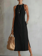 Octaviana | Women's Embroidered Sleeveless Midi Dress