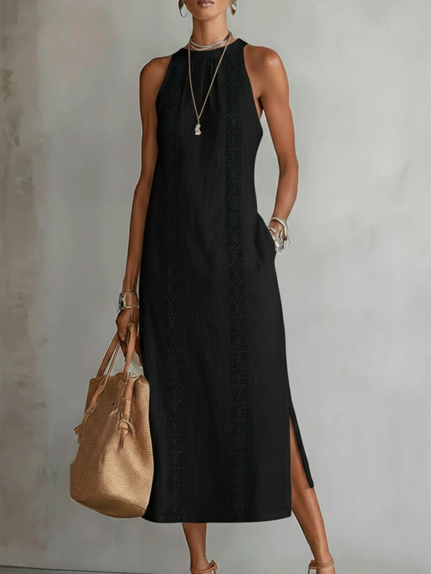 Octaviana | Women's Embroidered Sleeveless Midi Dress