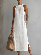 Octaviana | Women's Embroidered Sleeveless Midi Dress