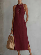 Octaviana | Women's Embroidered Sleeveless Midi Dress