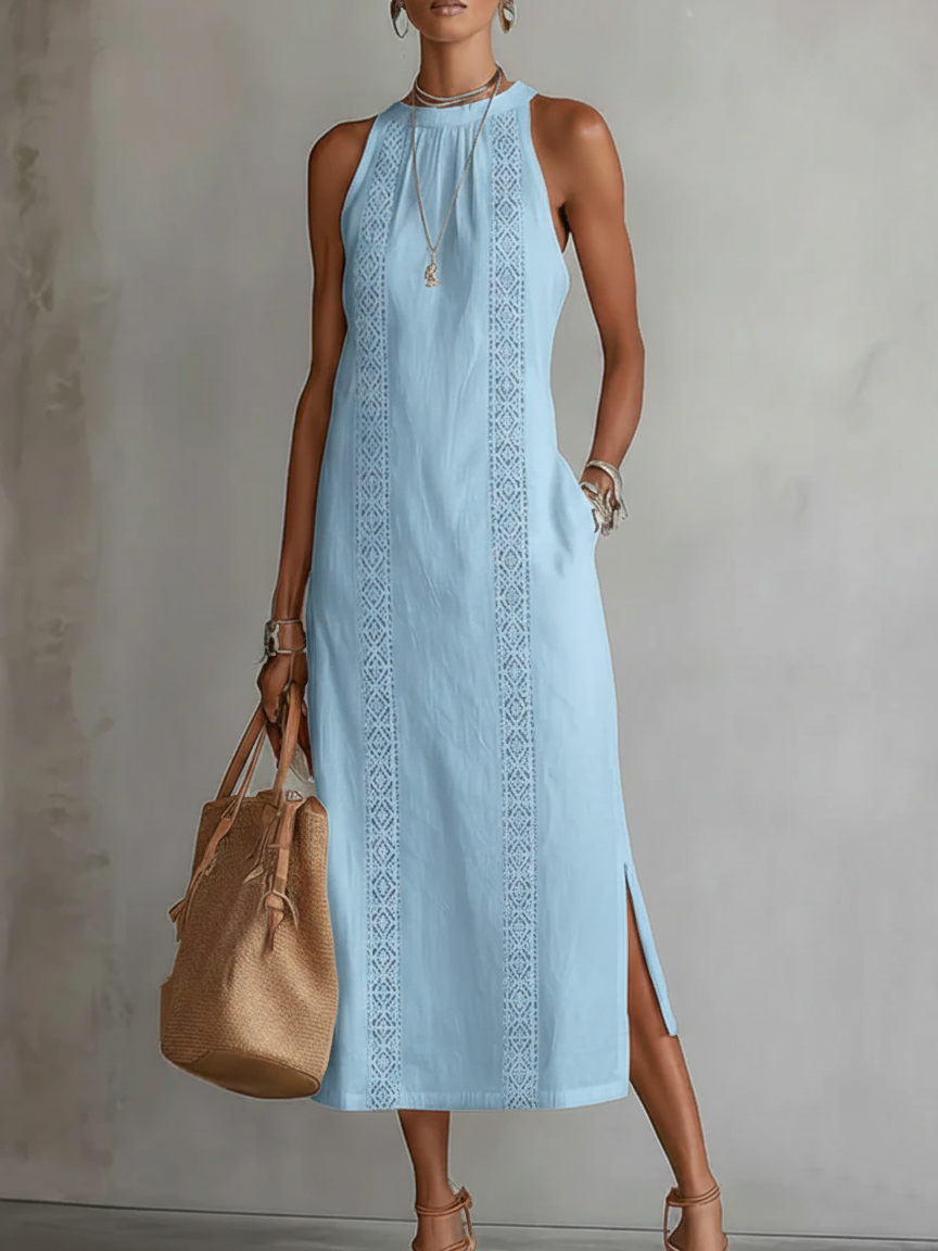 Octaviana | Women's Embroidered Sleeveless Midi Dress