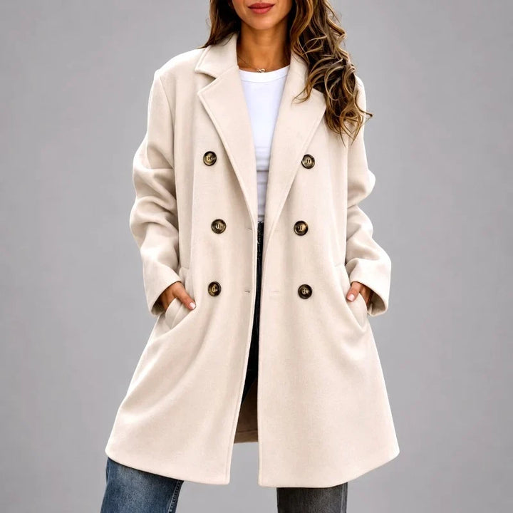 Winter Double Breasted Coat Women Longline Notched Lapel Olivia