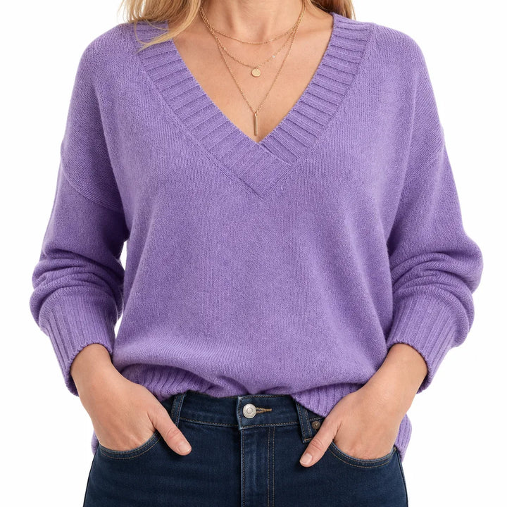Olyvia | Womens V Neck Fall Knit Sweater