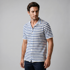 Open Knit Stripe Resort Shirt Heren Zomer Casual