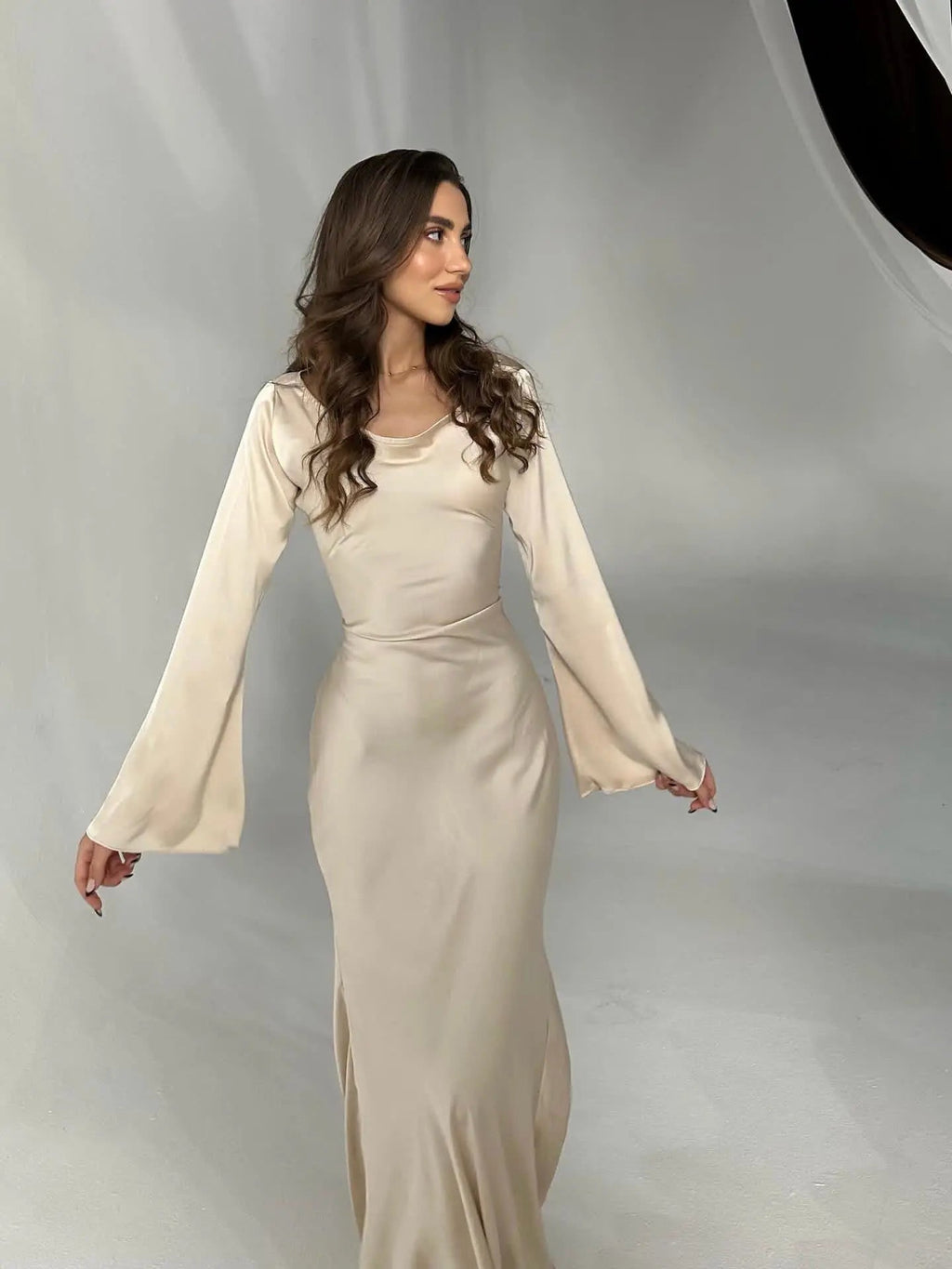 Ophelia | Women's Long Sleeve Fitted Maxi Dress