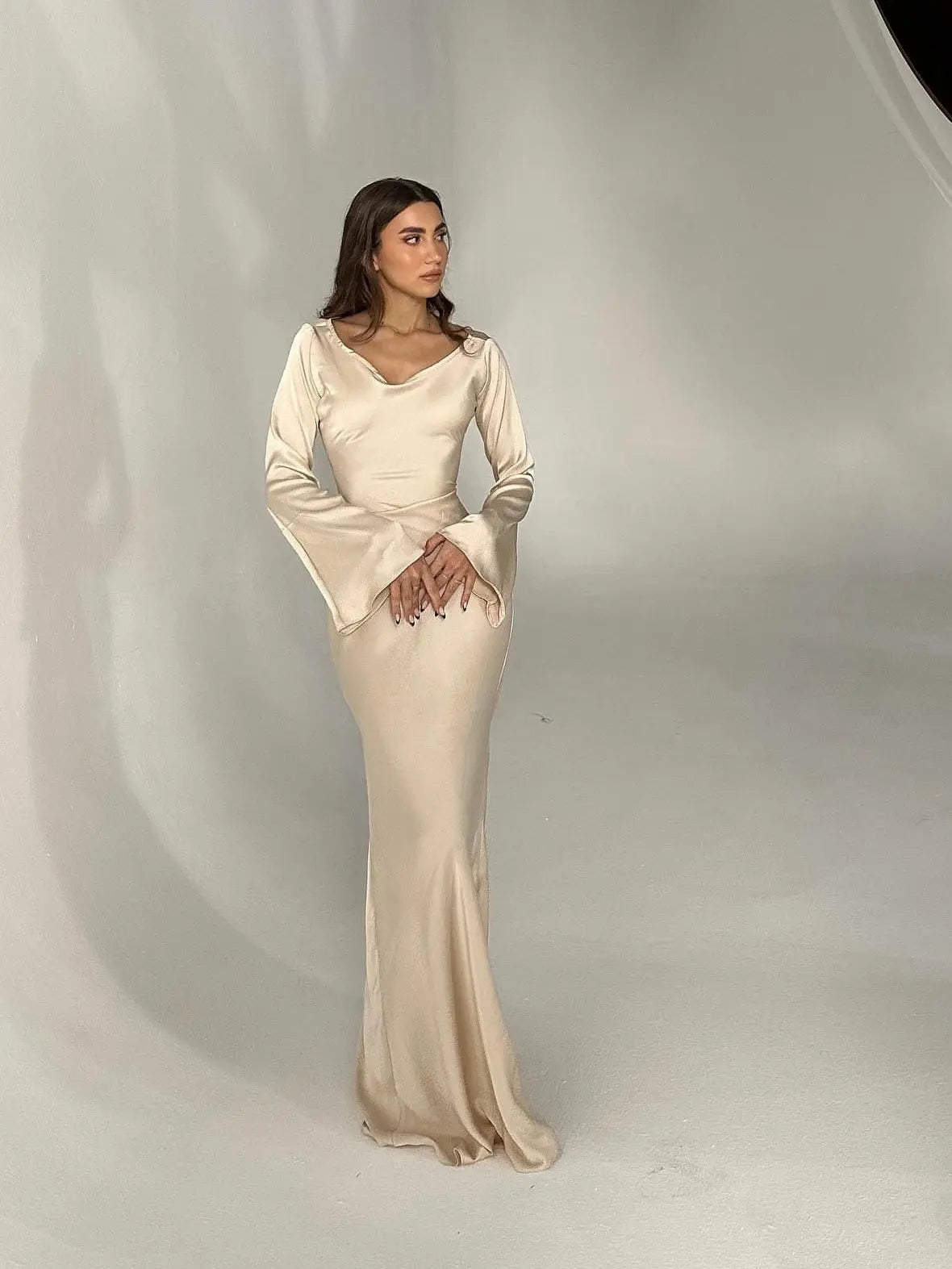 Ophelia | Women's Long Sleeve Fitted Maxi Dress