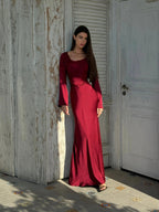 Ophelia | Women's Long Sleeve Fitted Maxi Dress