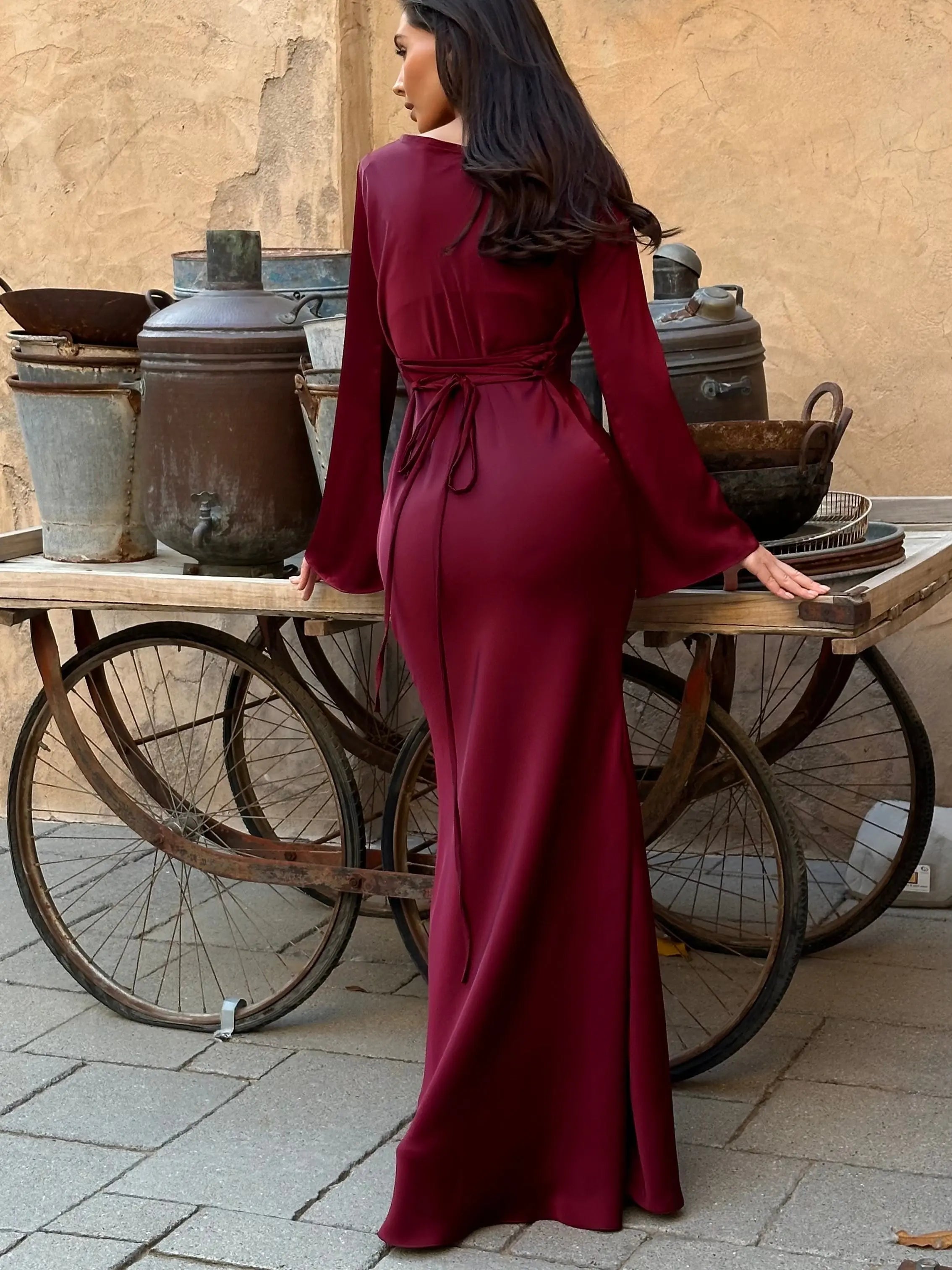 Ophelia | Women's Long Sleeve Fitted Maxi Dress