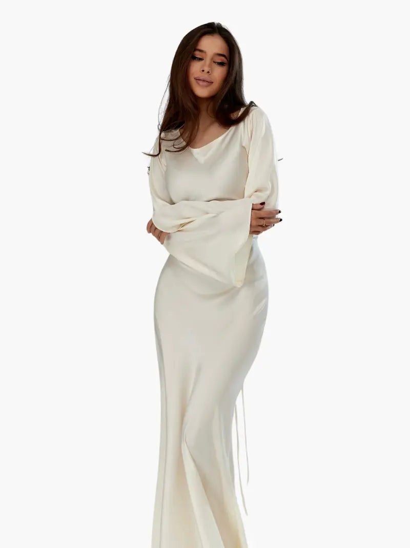 Ophelia | Women's Long Sleeve Fitted Maxi Dress