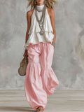 Ophira | Women's Mock Neck Sleeveless Top and Wide Leg Pants Set