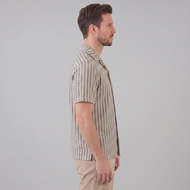 Overhemd Heren Verticale Strepen Resort Casual Men's Shirt