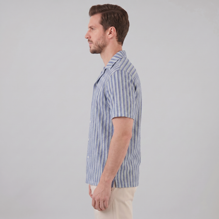 Overhemd Heren Verticale Strepen Resort Casual Men's Shirt
