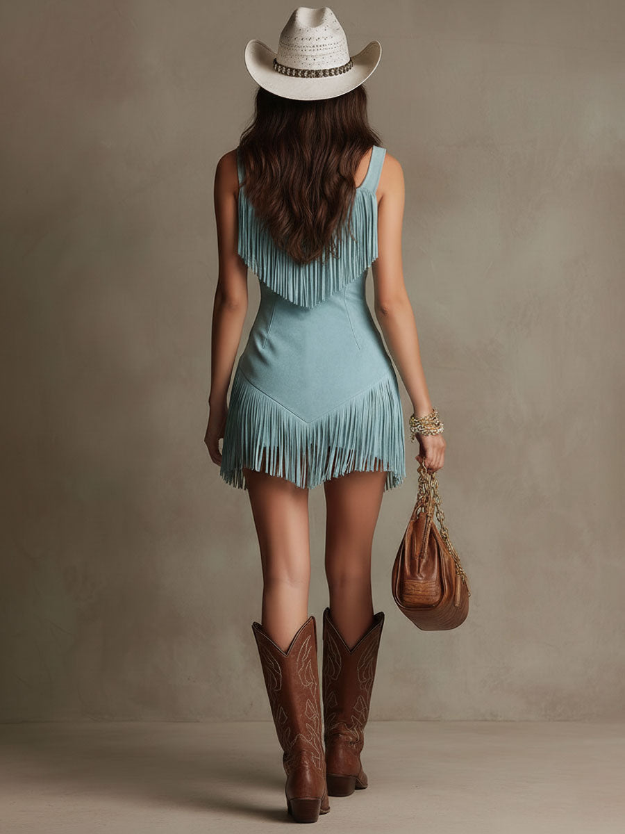 Paloma | Women's Sleeveless Fringe Mini Dress