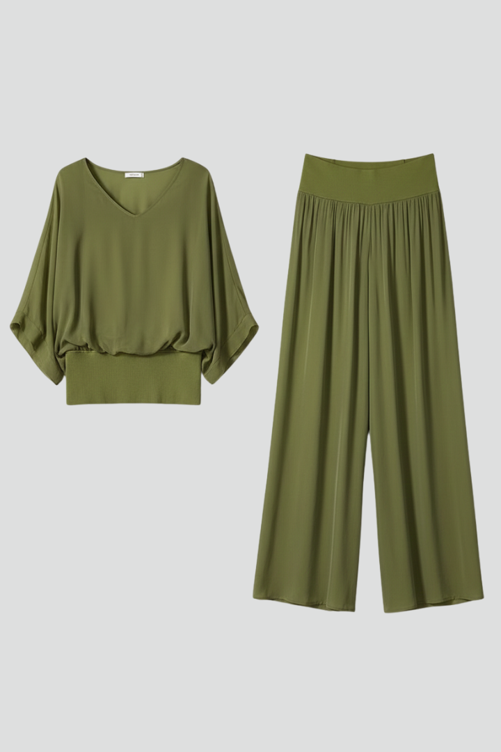 Penelope | Women's V-Neck Wide Leg Set