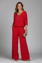 Penelope | Women's V-Neck Wide Leg Set