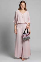 Penelope | Women's V-Neck Wide Leg Set