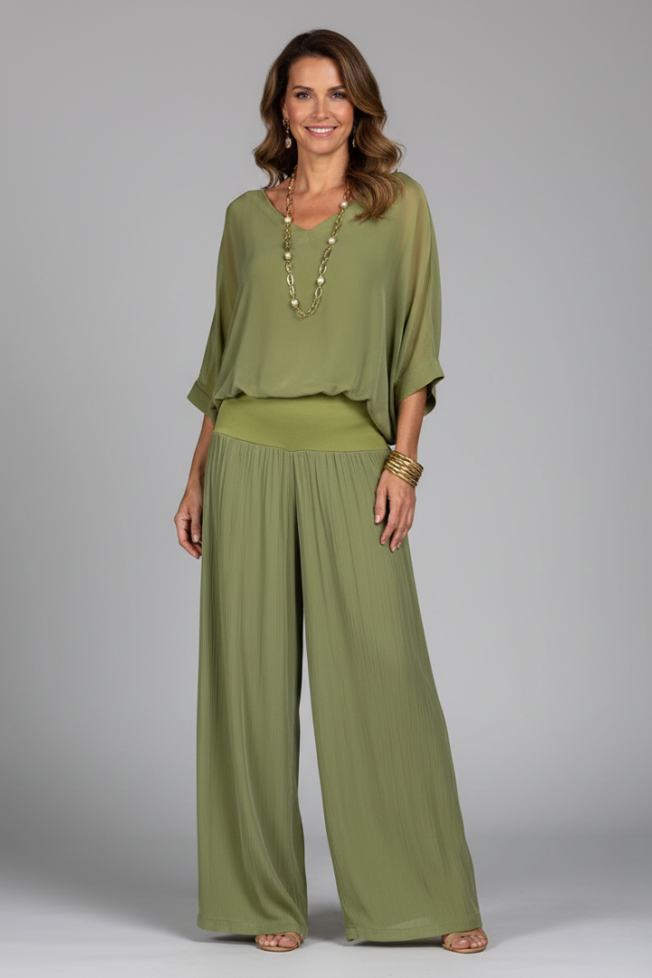 Penelope | Women's V-Neck Wide Leg Set