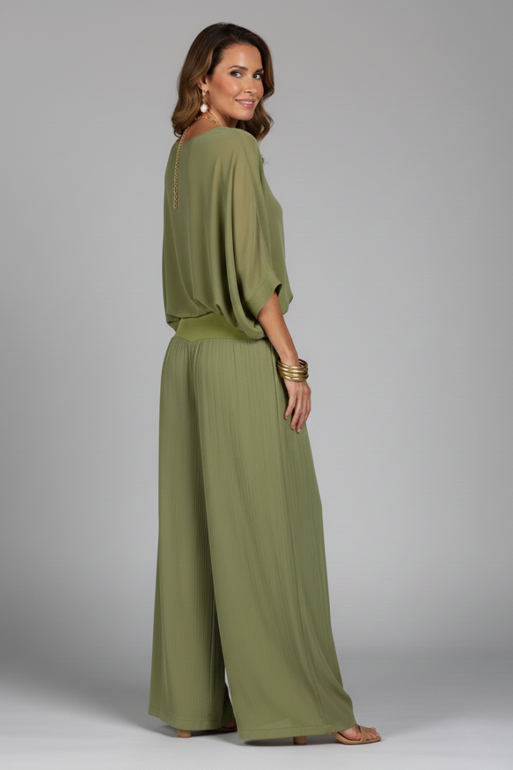 Penelope | Women's V-Neck Wide Leg Set