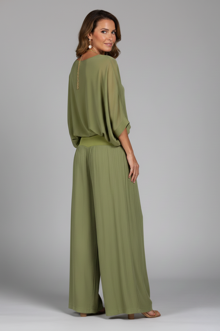 Penelope | Women's V-Neck Wide Leg Set