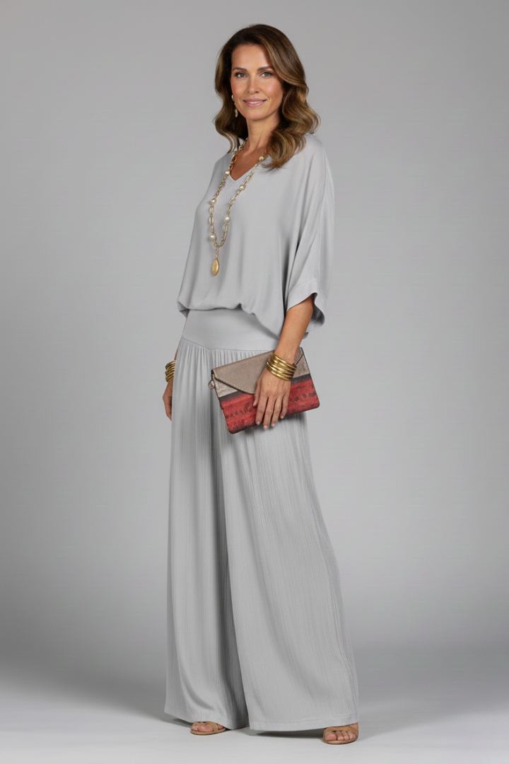 Penelope | Women's V-Neck Wide Leg Set