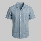 Pinstripe Camp Shirt Heren Korte Mouwen Casual Zomer