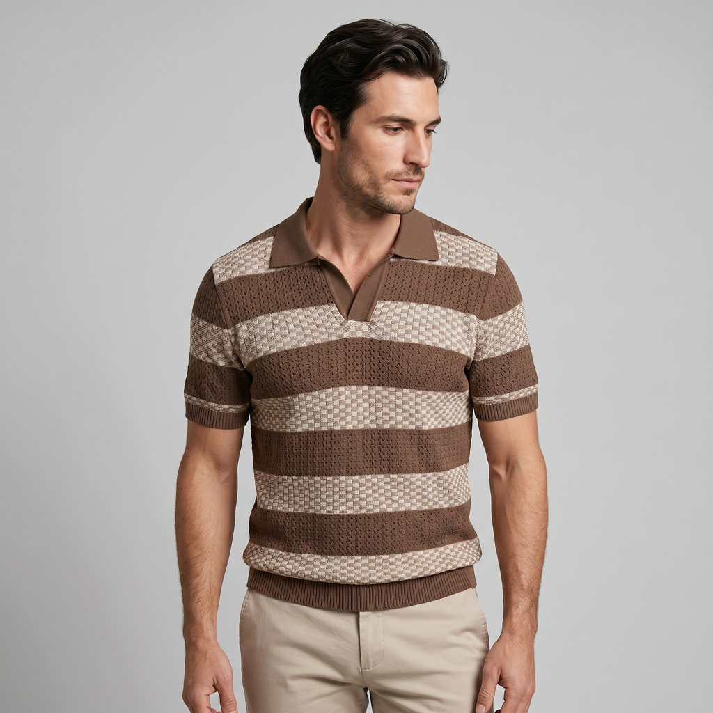 Polo Lange Mouwen Heren Smart Casual Gestreept