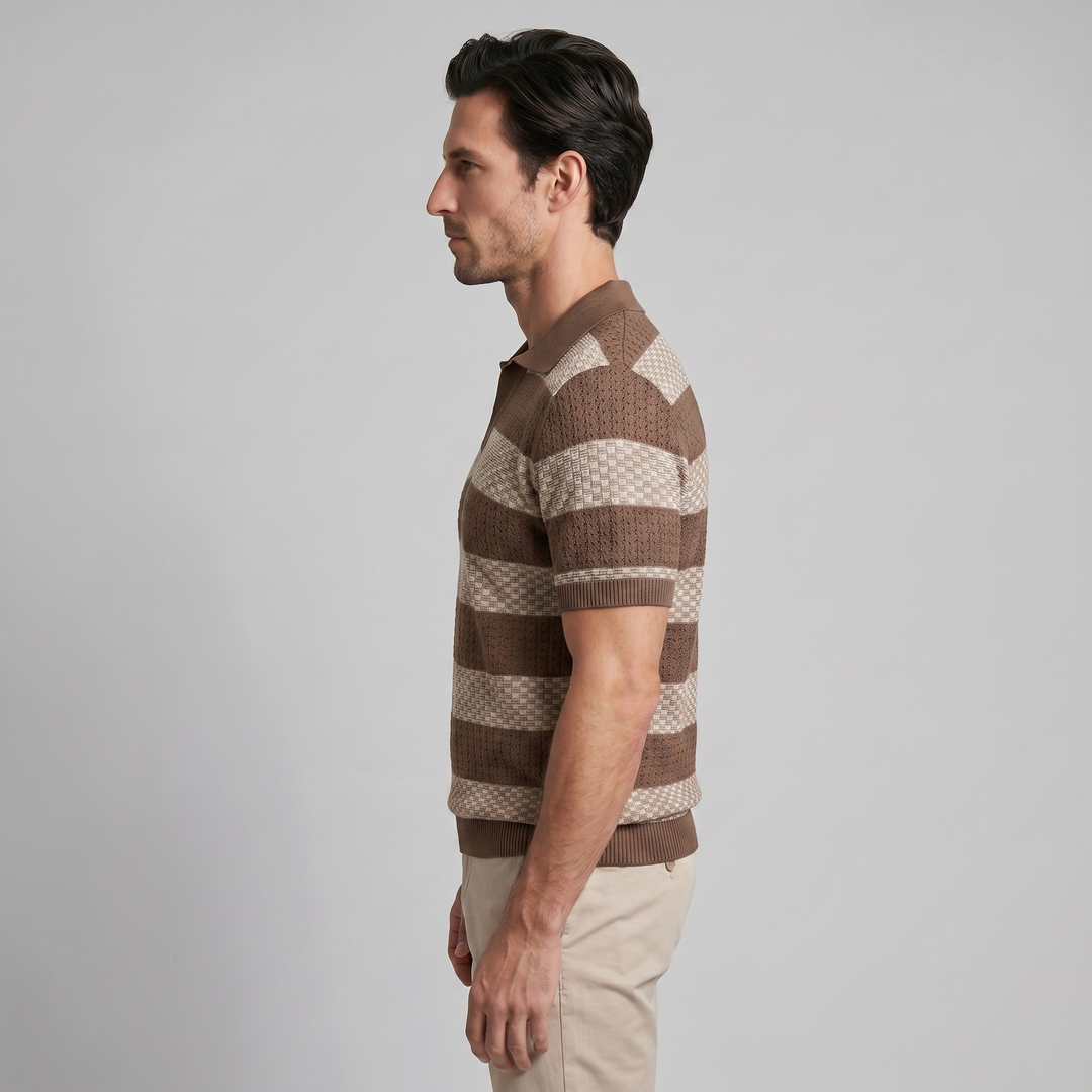 Polo Lange Mouwen Heren Smart Casual Gestreept