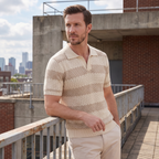 Poloshirt Heren Gebreide Textuur Lange Mouwen Casual Zomer