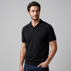 Men's Polo Shirt Open Collar Fine Knit Casual Summer