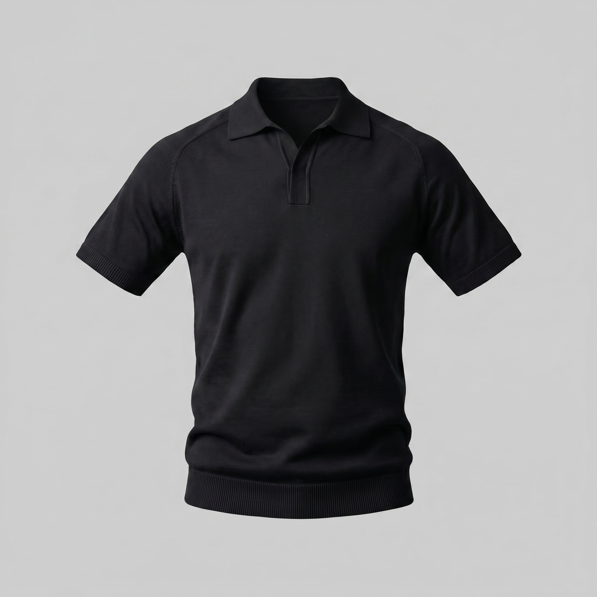 Men's Polo Shirt Open Collar Fine Knit Casual Summer