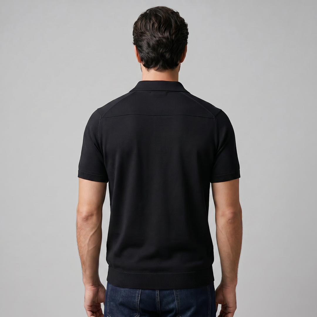 Men's Polo Shirt Open Collar Fine Knit Casual Summer