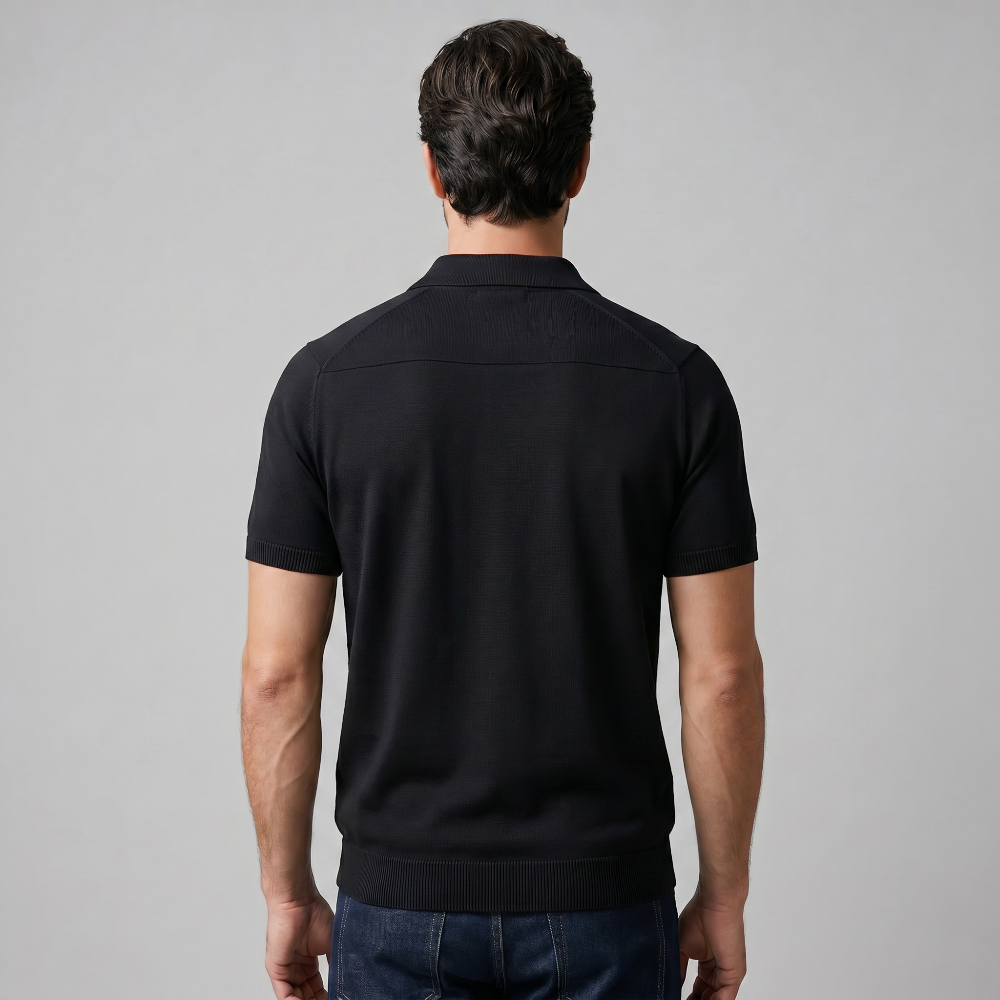 Men's Polo Shirt Open Collar Fine Knit Casual Summer