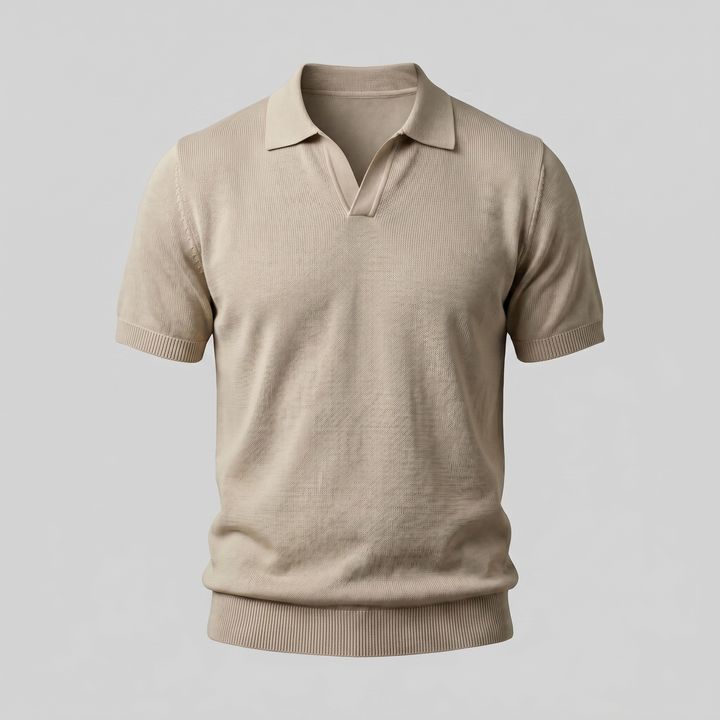 Men's Polo Shirt Open Collar Fine Knit Casual Summer