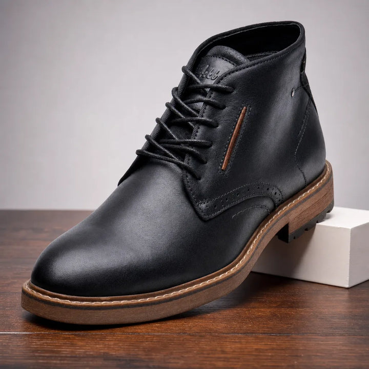 Preston Men's Leather Brogue Boots - Wingtip Lace-Up Boots