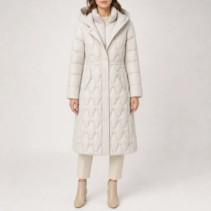 Women's Longline Quilted Hooded Puffer Coat Jacket