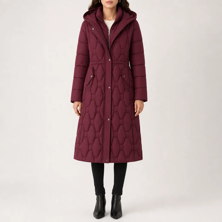 Women's Longline Quilted Hooded Puffer Coat Jacket