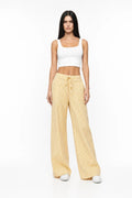 Reya Striped Wide Leg Pants With Elastic Waistband Drawstring Tie