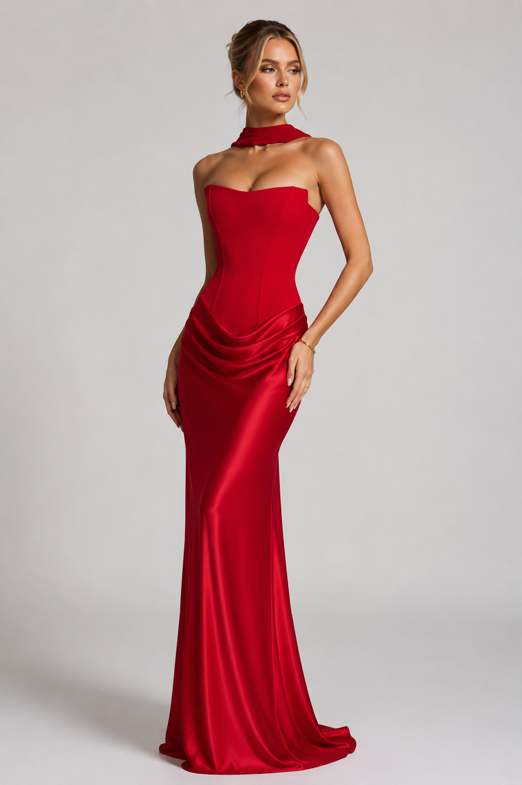 Mirabella | Corset Satin Bodycon Maxi Dress Wedding Guest