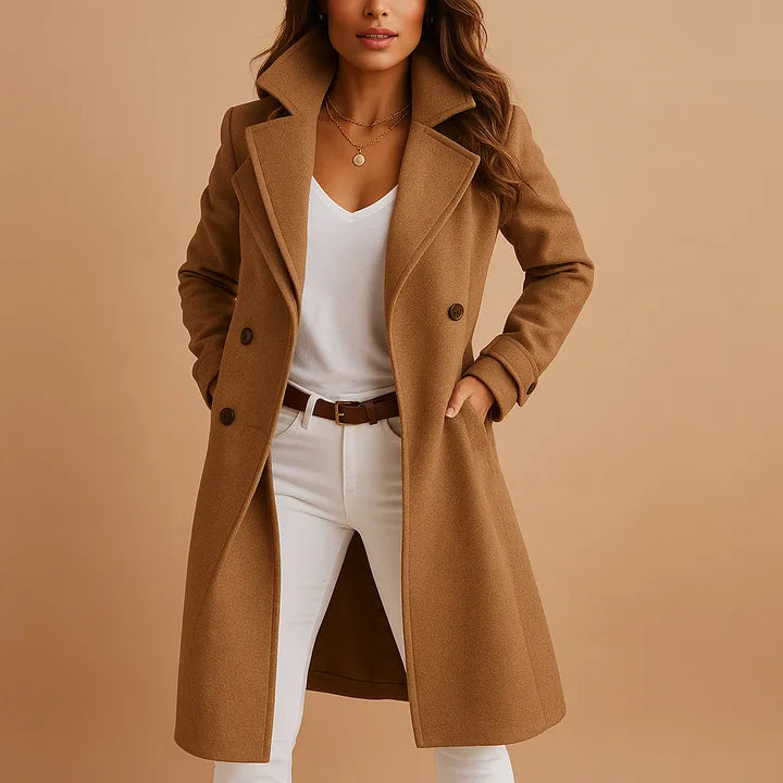 Riley Winter Cotton Trench Coat for Women Double Breasted