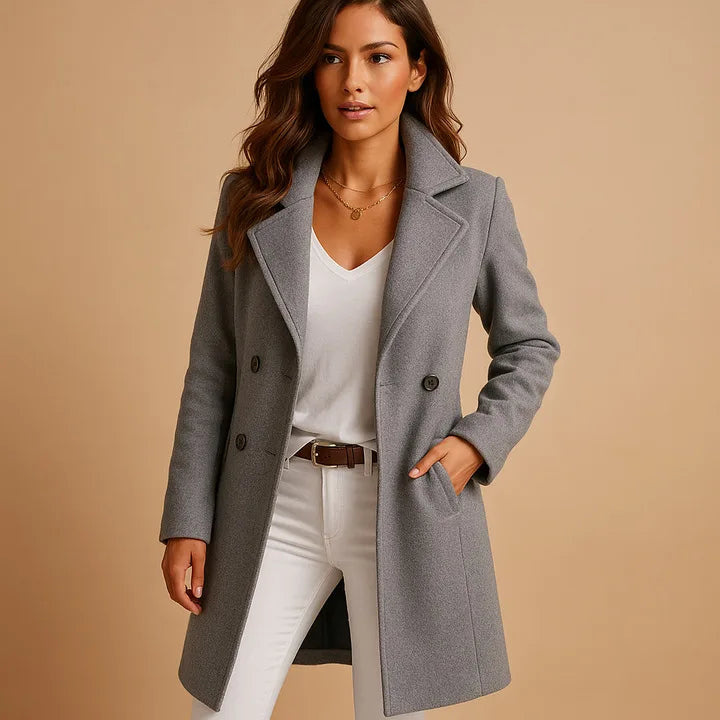 Riley Winter Cotton Trench Coat for Women Double Breasted