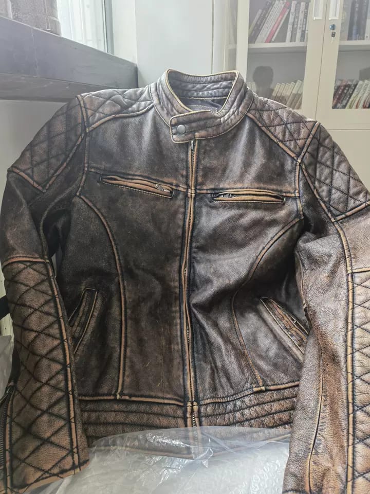 Vintage Yellow-Brown Cowhide Slim Fit Biker Jacket – Motorcycle Coat-HighTouch