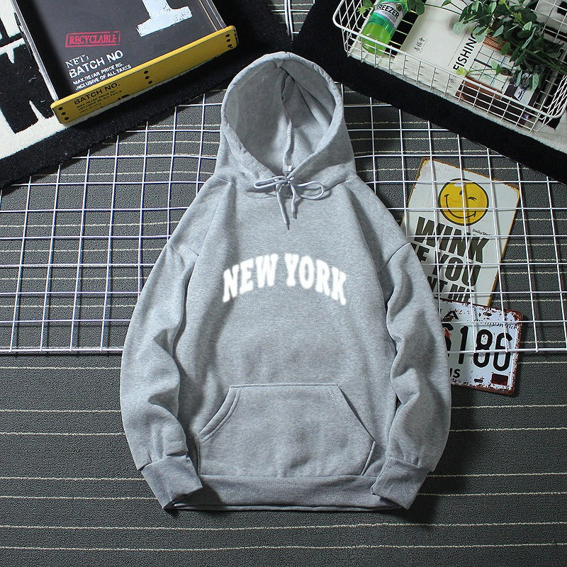 Printed Letter Loose Pullover – Thick-Cut Casual Hoodie, Oversized Comfort-HighTouch