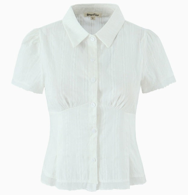 Plaid Lace Trim Button-Down Shirt