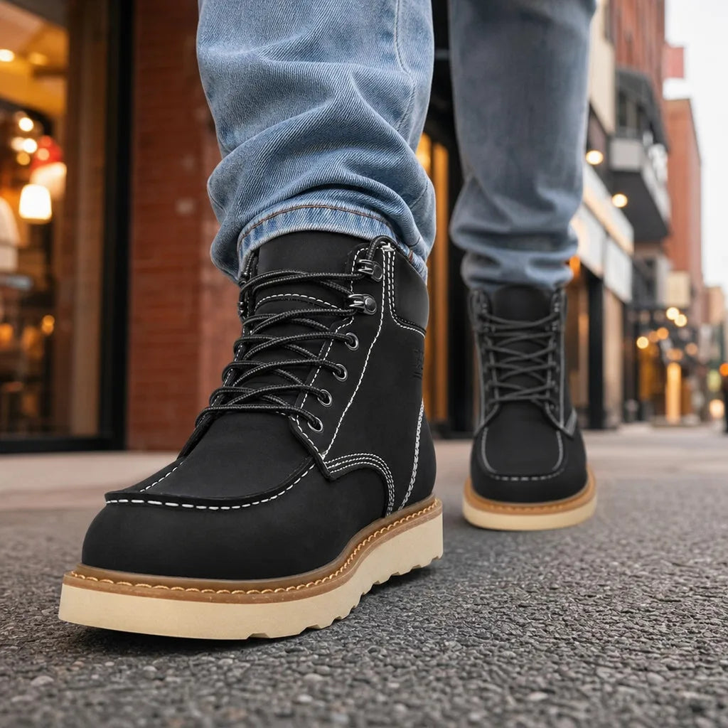 Men's Fall Moc-Toe Boots - Roarke Gum Sole Leather Ankle Boot