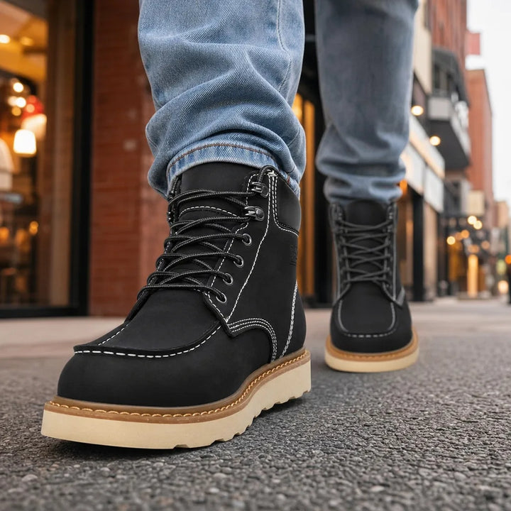 Men's Fall Moc-Toe Boots - Roarke Gum Sole Leather Ankle Boot