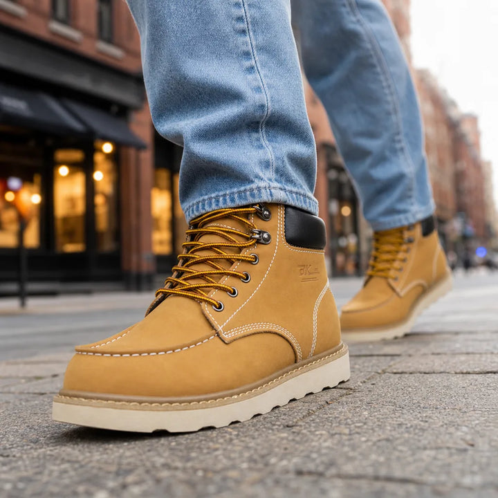 Men's Fall Moc-Toe Boots - Roarke Gum Sole Leather Ankle Boot