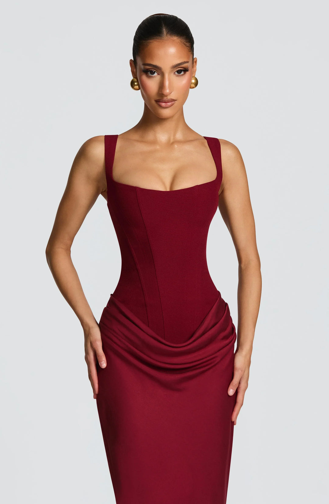 Clemenca | Corset Open Back Maxi Wedding Guest Dress