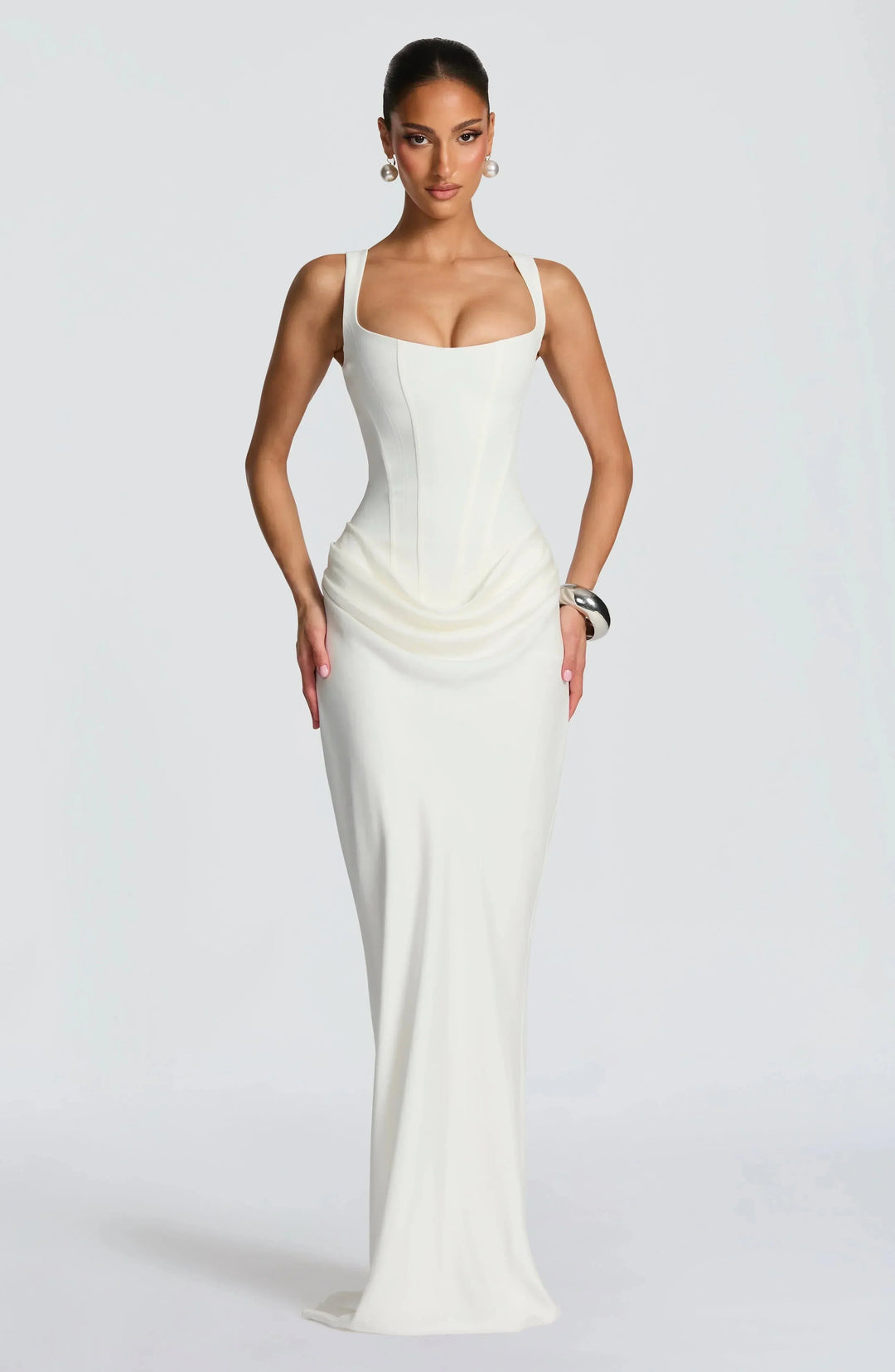 Clemenca | Corset Open Back Maxi Wedding Guest Dress